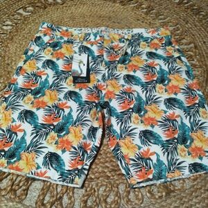 Denim & Flower Tropical Floral Shorts